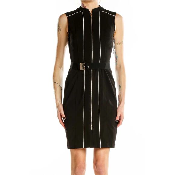Tommy Hilfiger Black Sleeveless Sheath Dress Plus Size 16 Belted Corpcore Career - Picture 1 of 10